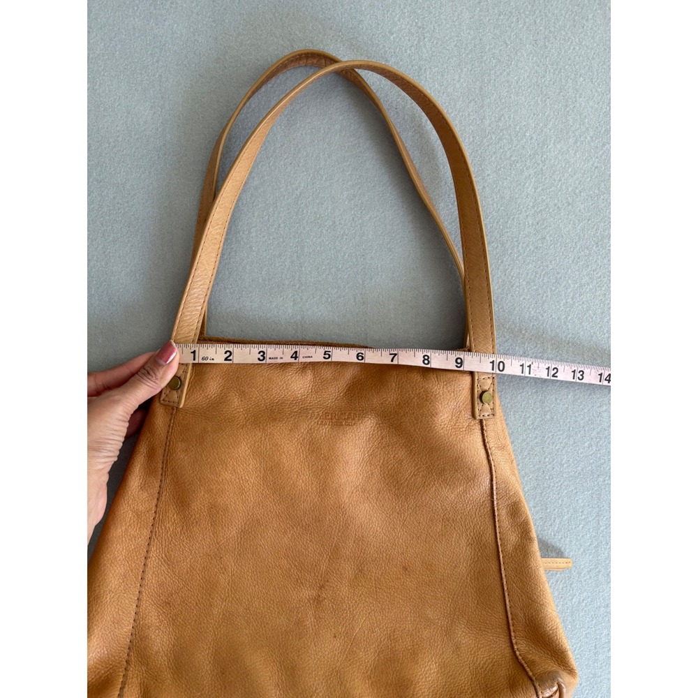 American Leather Co Shoulder Bag Large Tan Honey Leather Hobo Tote - Picture 4 of 14